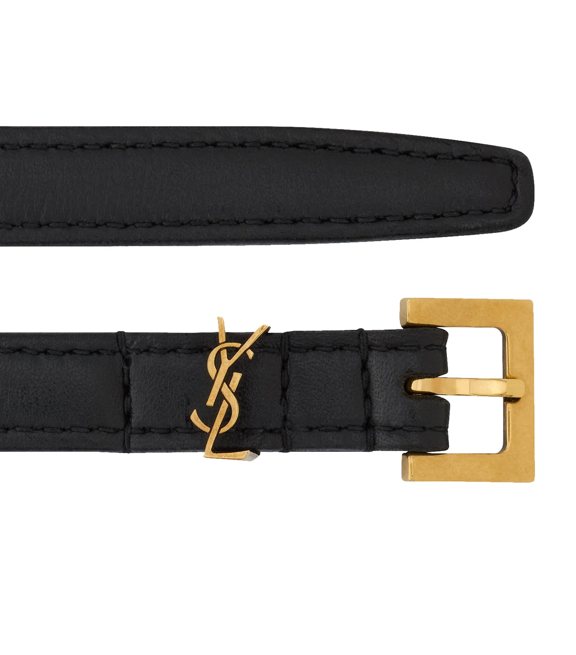 Saint Laurent Black Extra-Thin Cassandre Belt