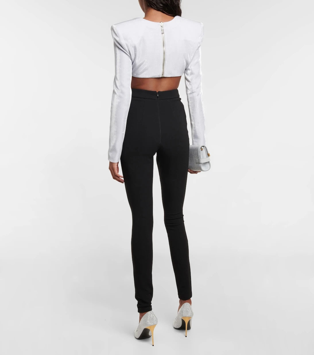 Balmain - توب قصير ميتاليك