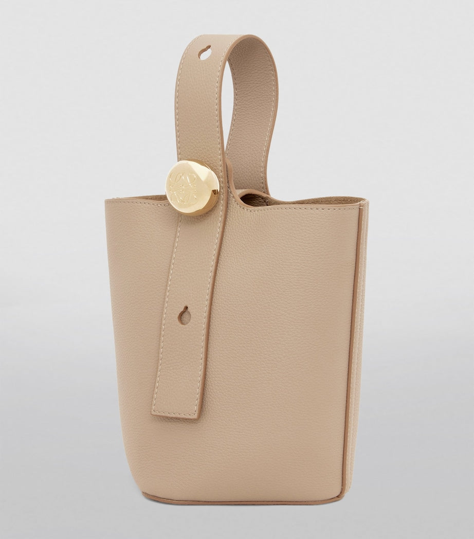 LOEWE Beige Mini Leather Pebble Bucket Bag