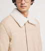 Eleventy Beige Nubuck Leather Shearling-Collar Parka