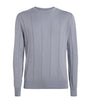 Eleventy Blue Cotton-Cashmere Ribbed Sweater