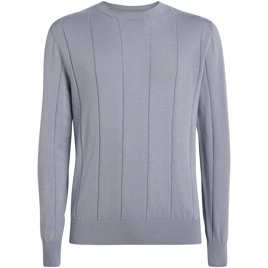 Eleventy Blue Cotton-Cashmere Ribbed Sweater
