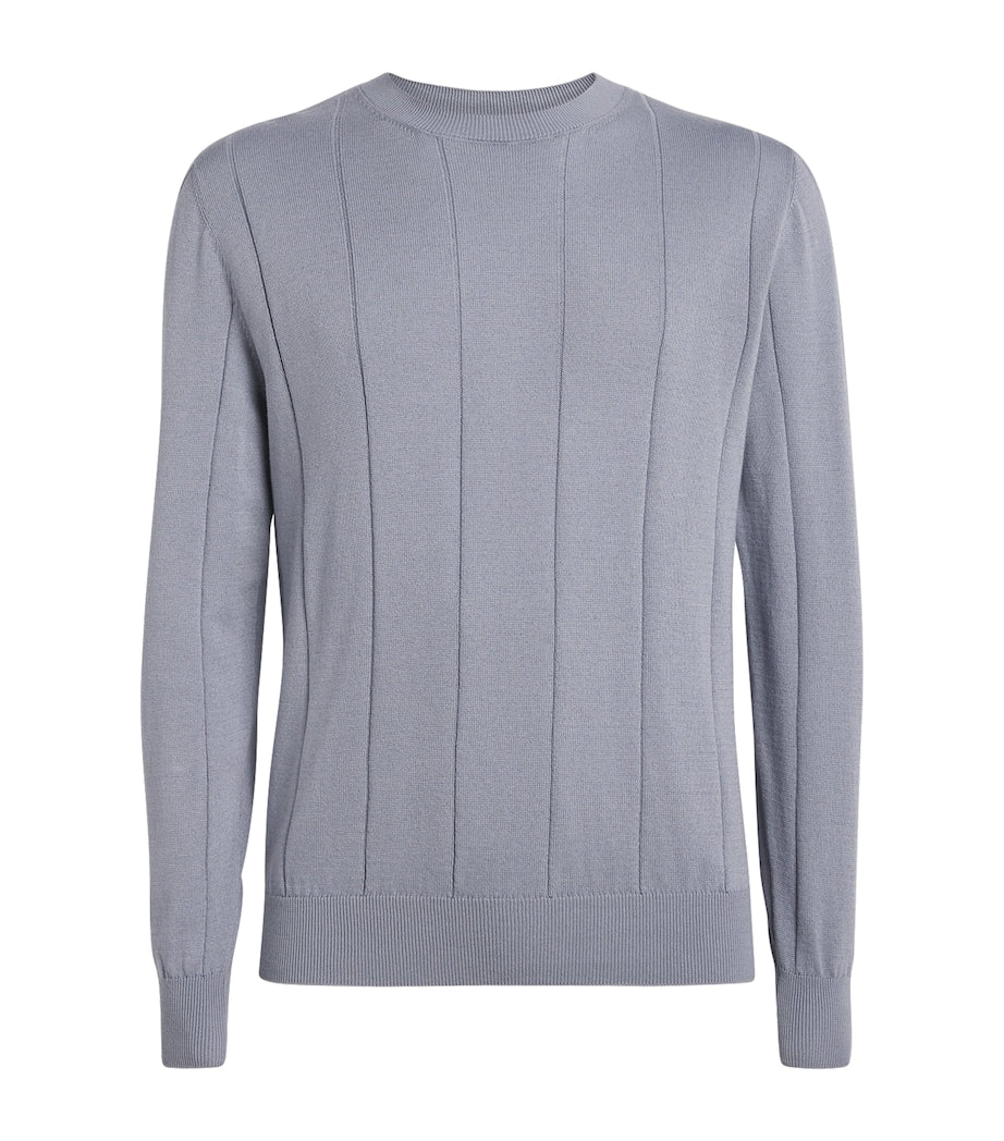 Eleventy Blue Cotton-Cashmere Ribbed Sweater