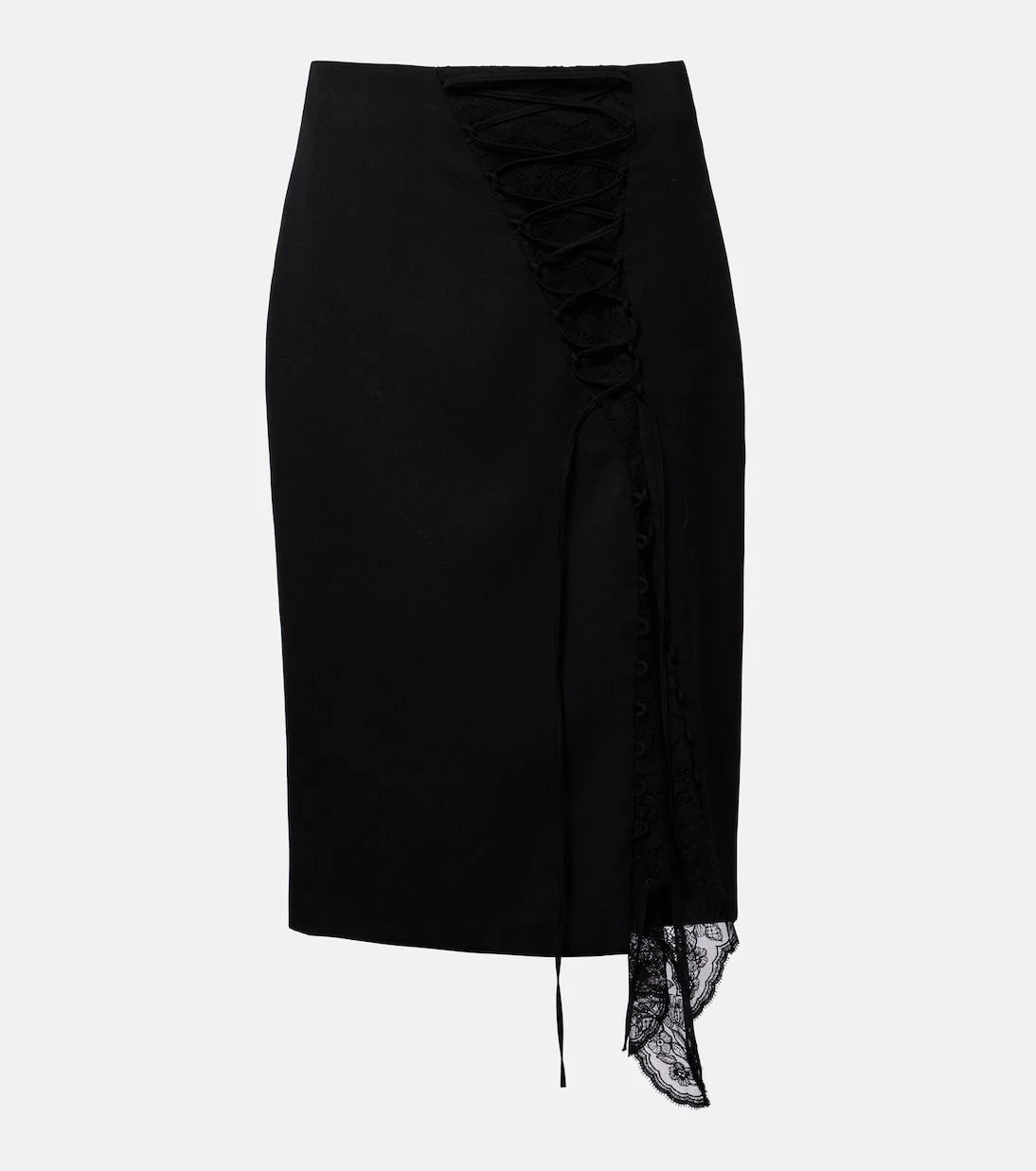 McQueen - Lace-trimmed pencil skirt