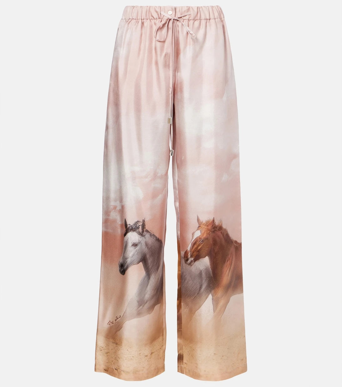 The Attico - Printed silk twill palazzo pants
