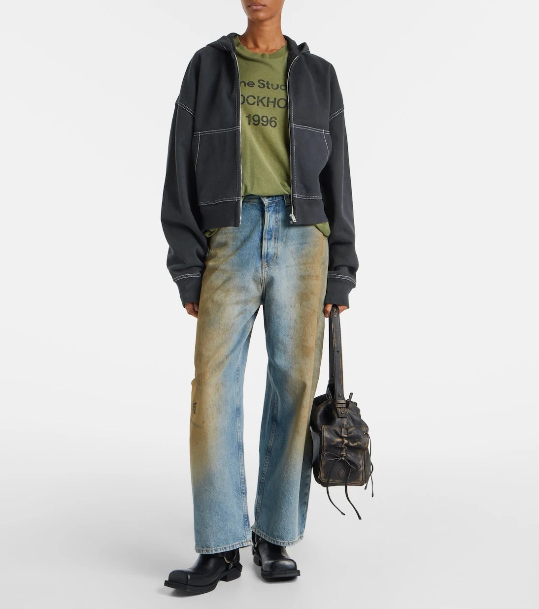 Acne Studios - Logo cotton fleece zip-up sweatshirt
