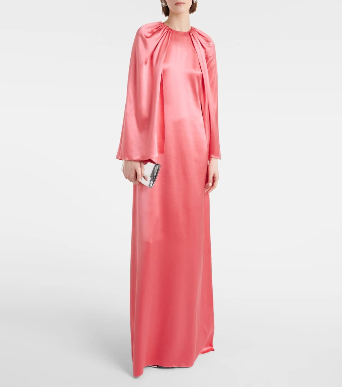 Monique Lhuillier - Caped silk satin gown
