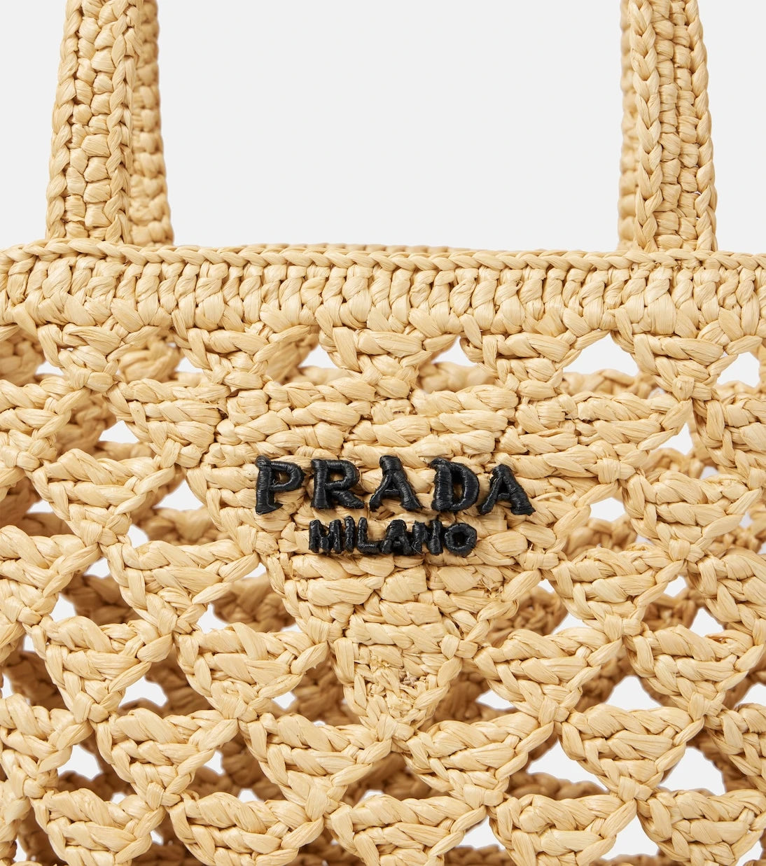 Prada - Logo raffia-effect crochet tote bag