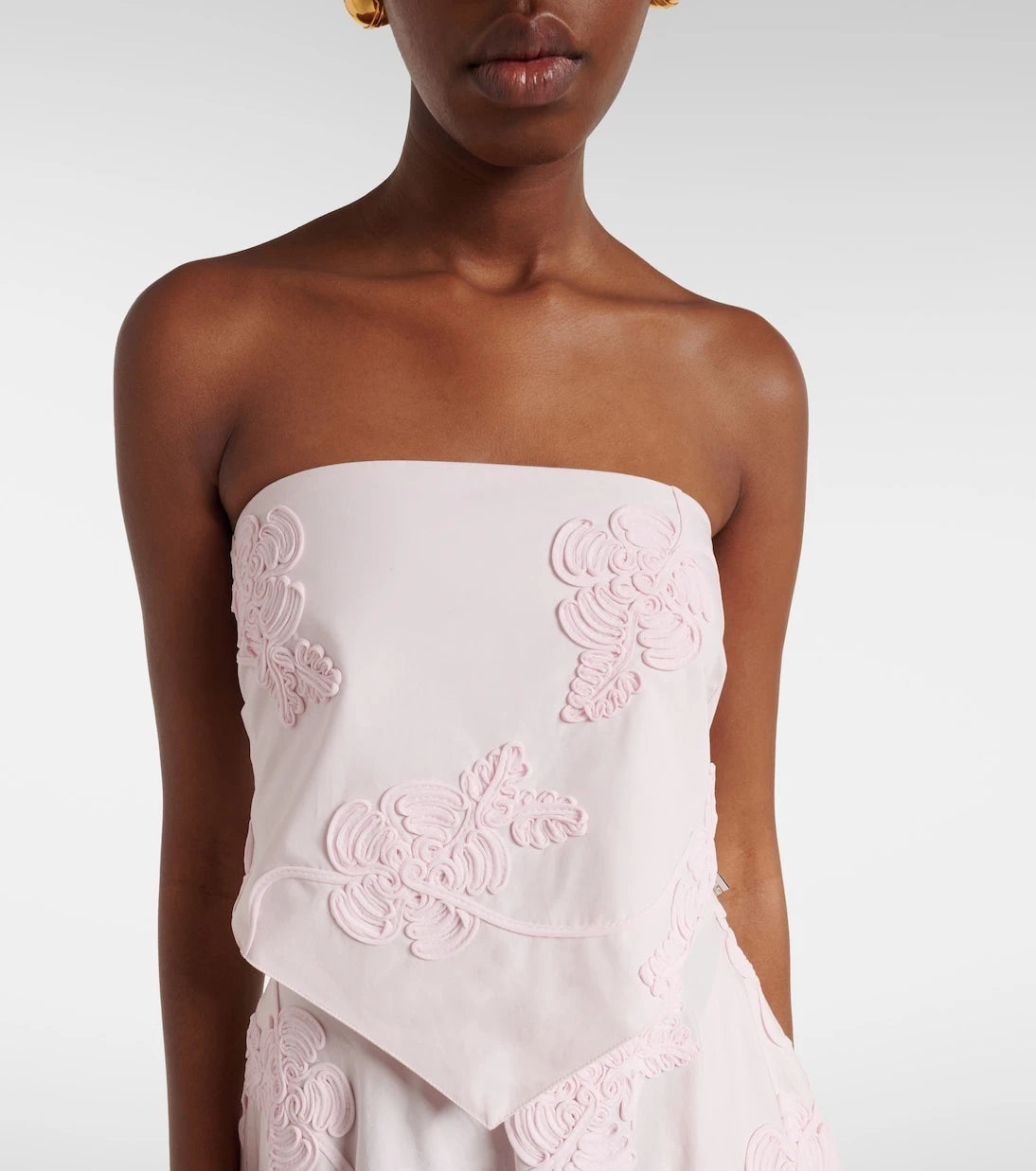 Rotate - Appliqué strapless cotton top