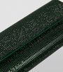 Green Satin Crystal-Embellished Perry Clutch Bag