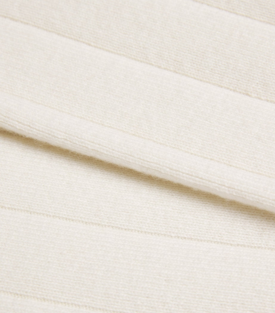 Max Mara White Cashmere Rib-Knit Trousers