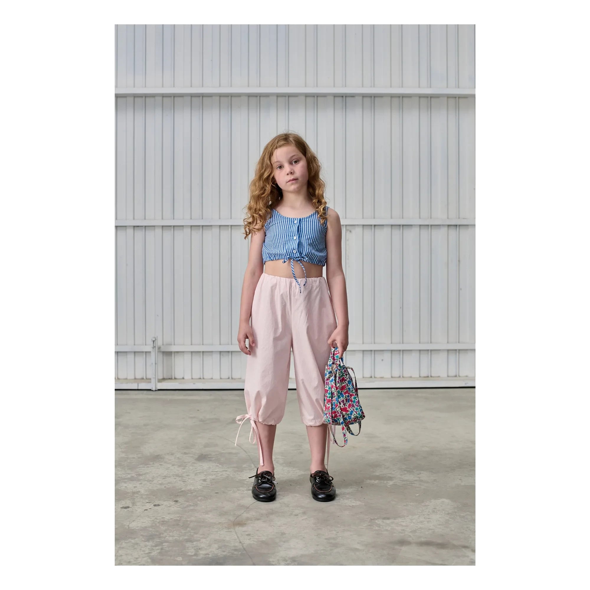 Tangerine - Striped Short Buttoned Top | Blue
