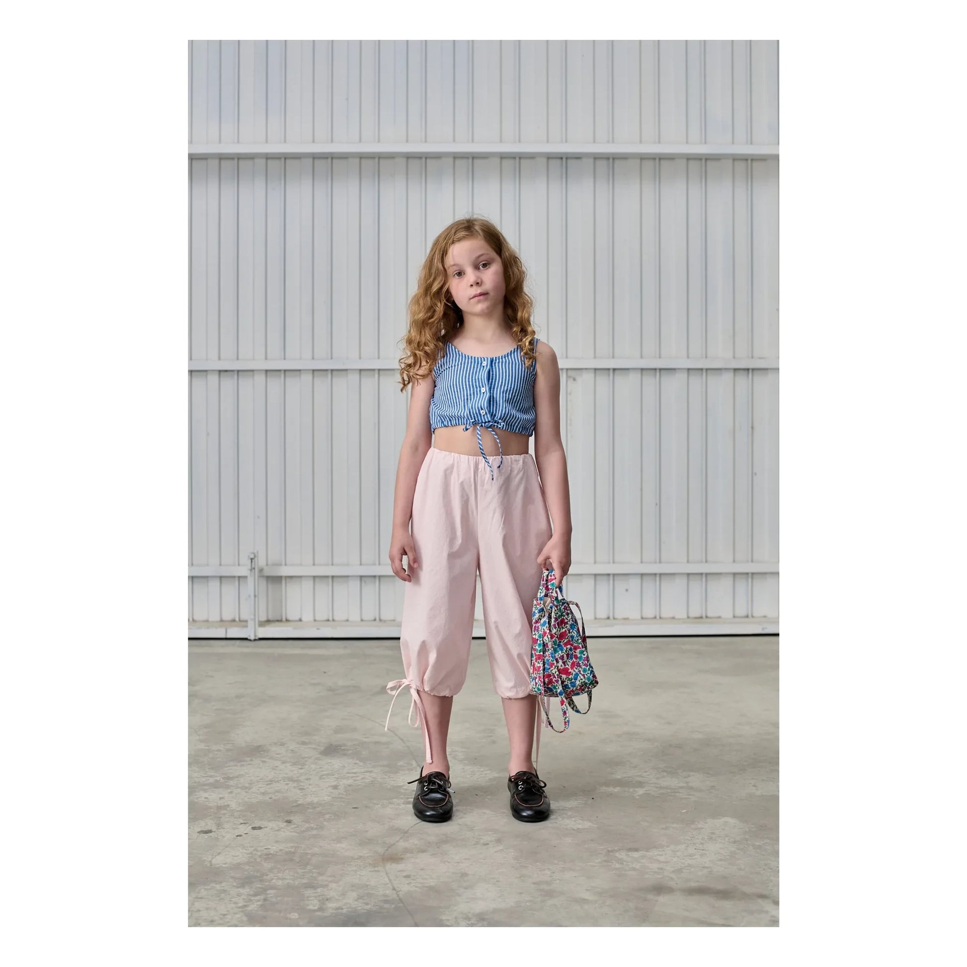 Tangerine - Striped Short Buttoned Top | Blue