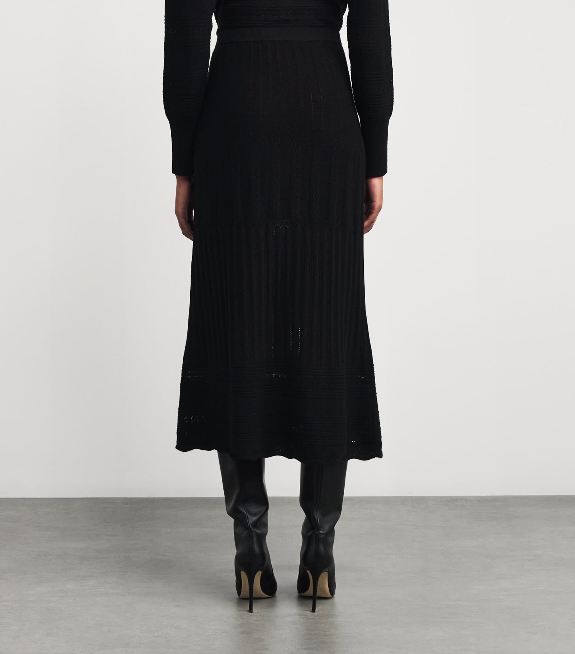 Eres Black Wool-Cashmere Rythmée Maxi Skirt