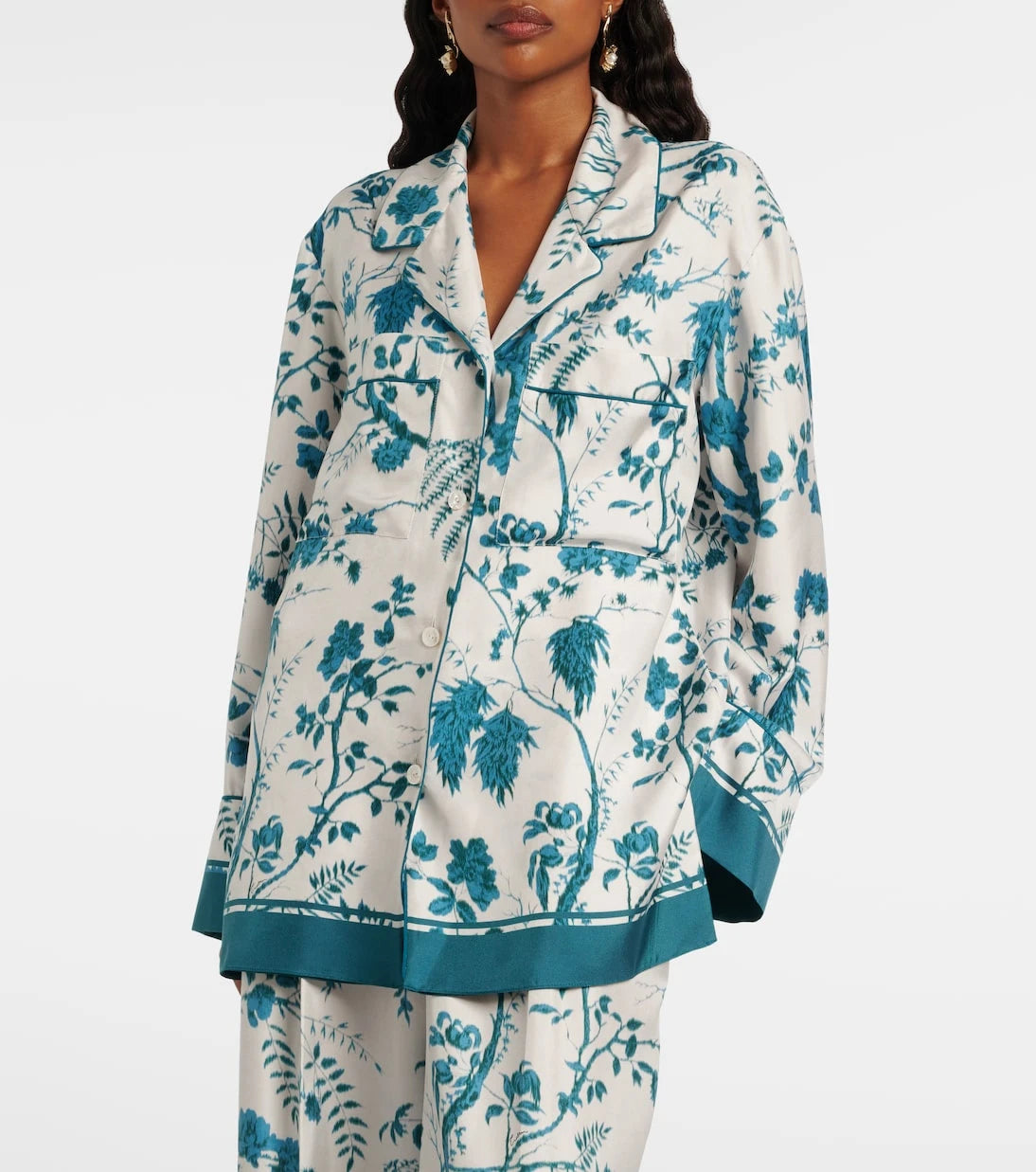 Erdem - Floral silk pajama shirt