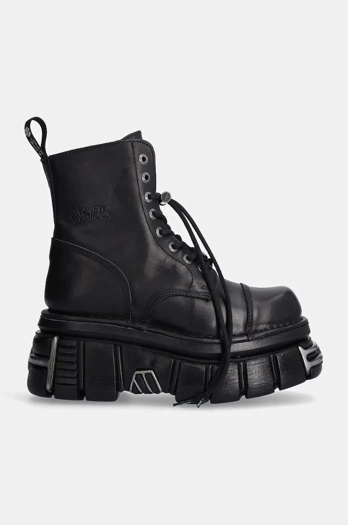 New Rock Nomada Negro + Tower Negro Acero E14 Deri Kısa Bot