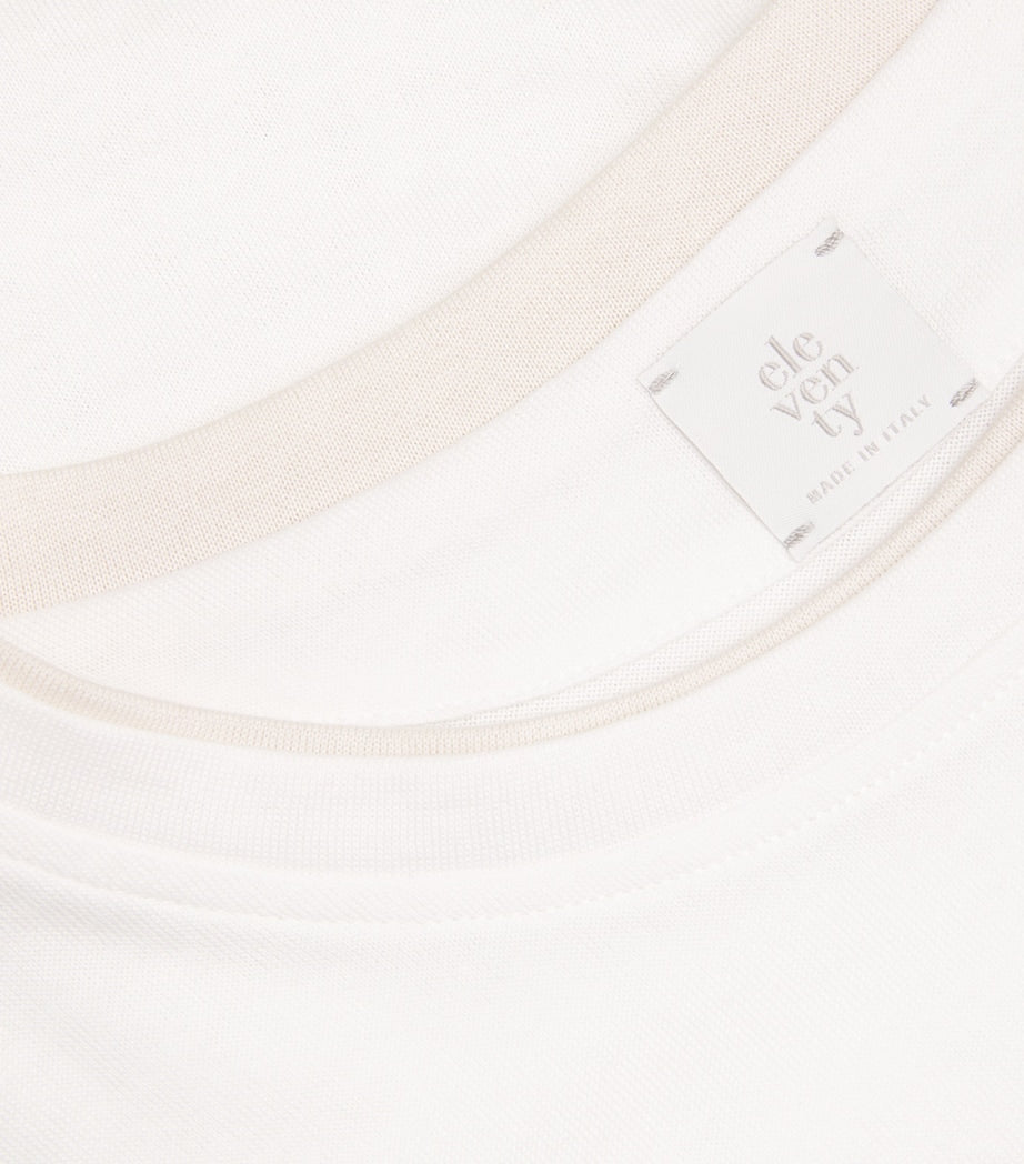 Eleventy White Cotton Contrast-Detail Short-Sleeve T-Shirt