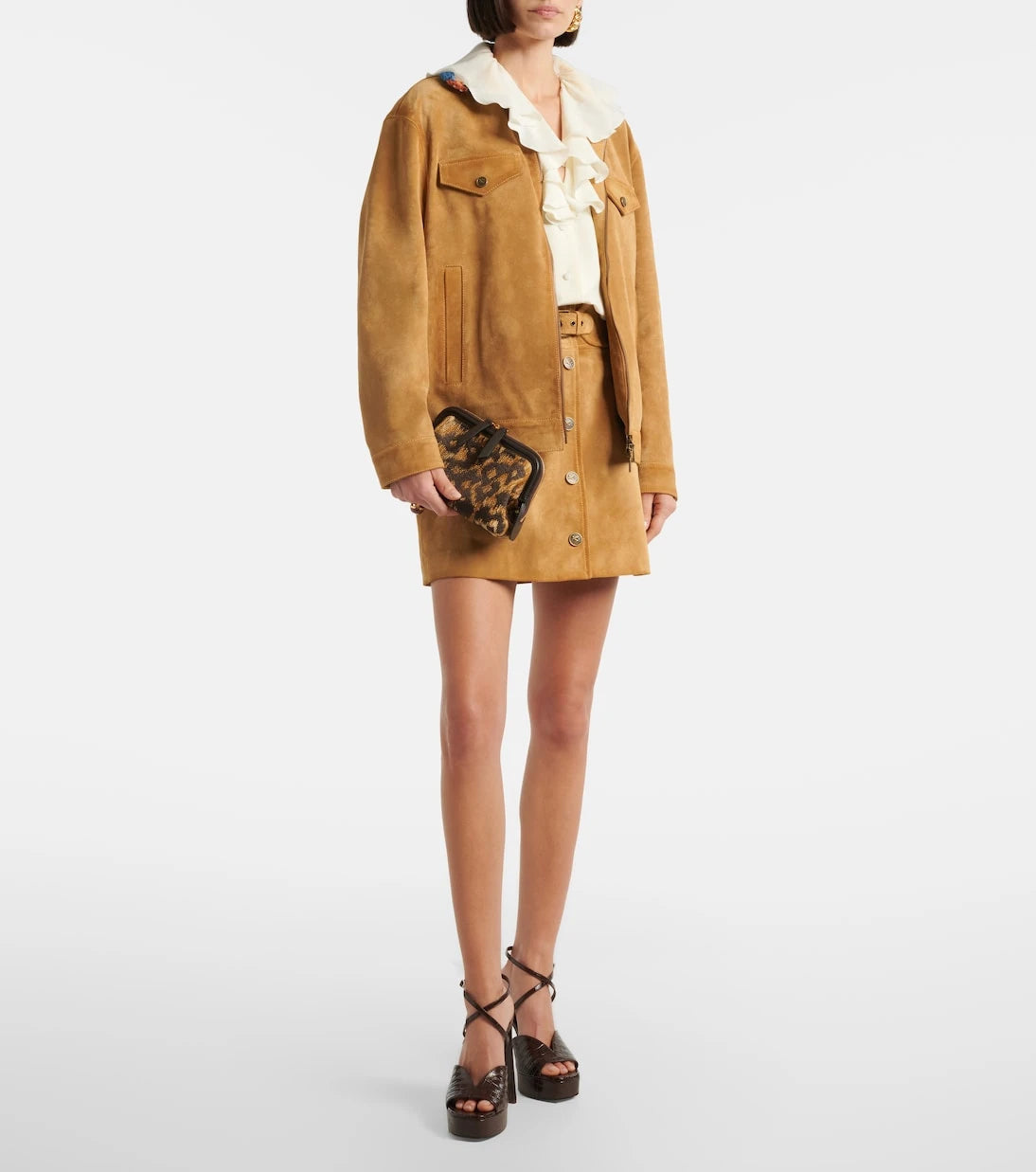 Etro - Doc leather-trimmed raffia-effect crossbody bag