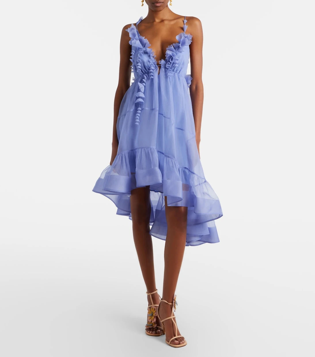 Zimmermann - Como asymmetric floral-appliqué silk minidress
