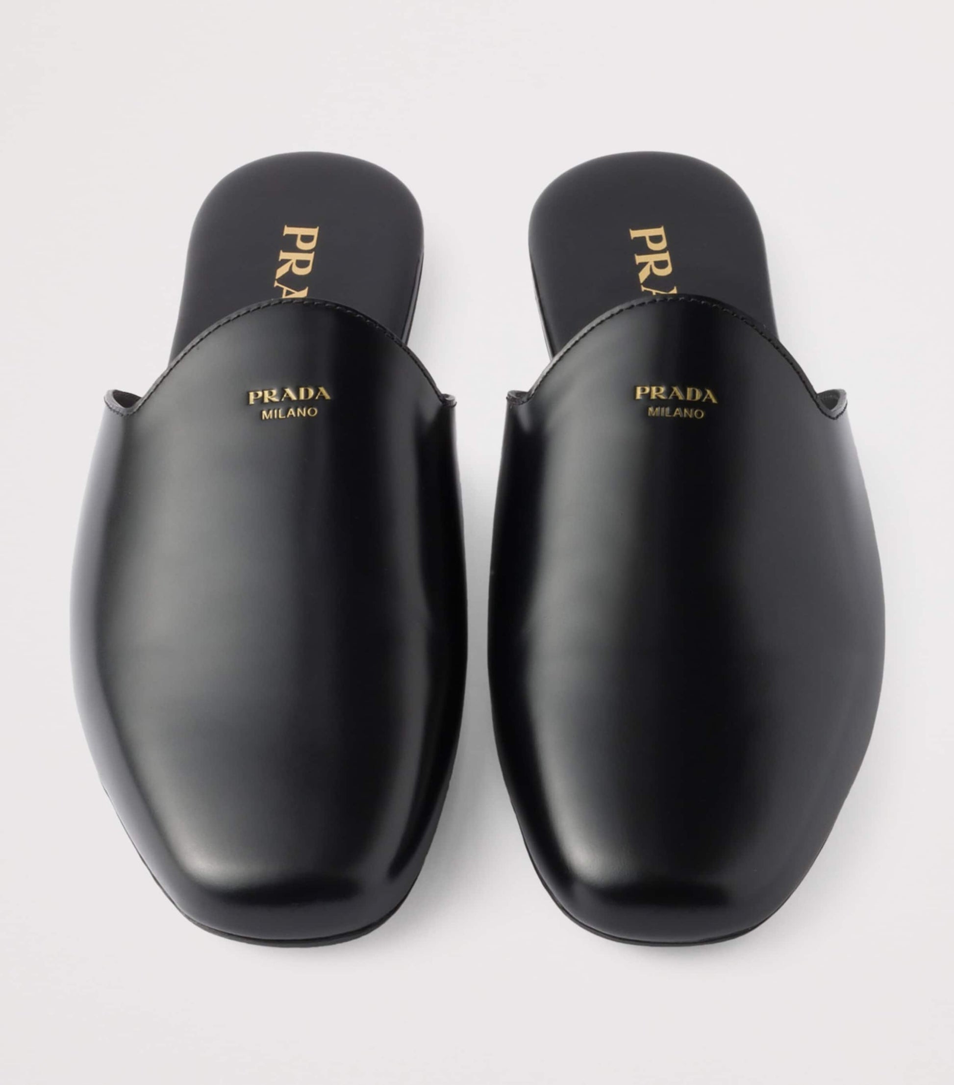 Prada Black Leather Flat Mules