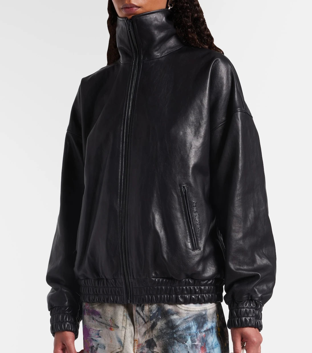 Acne Studios - سترة جلدية بشعار العلامة