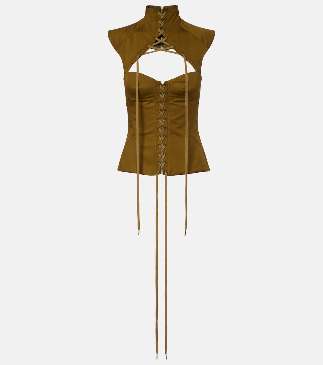 McQueen - Cutout lace-up cotton corset top