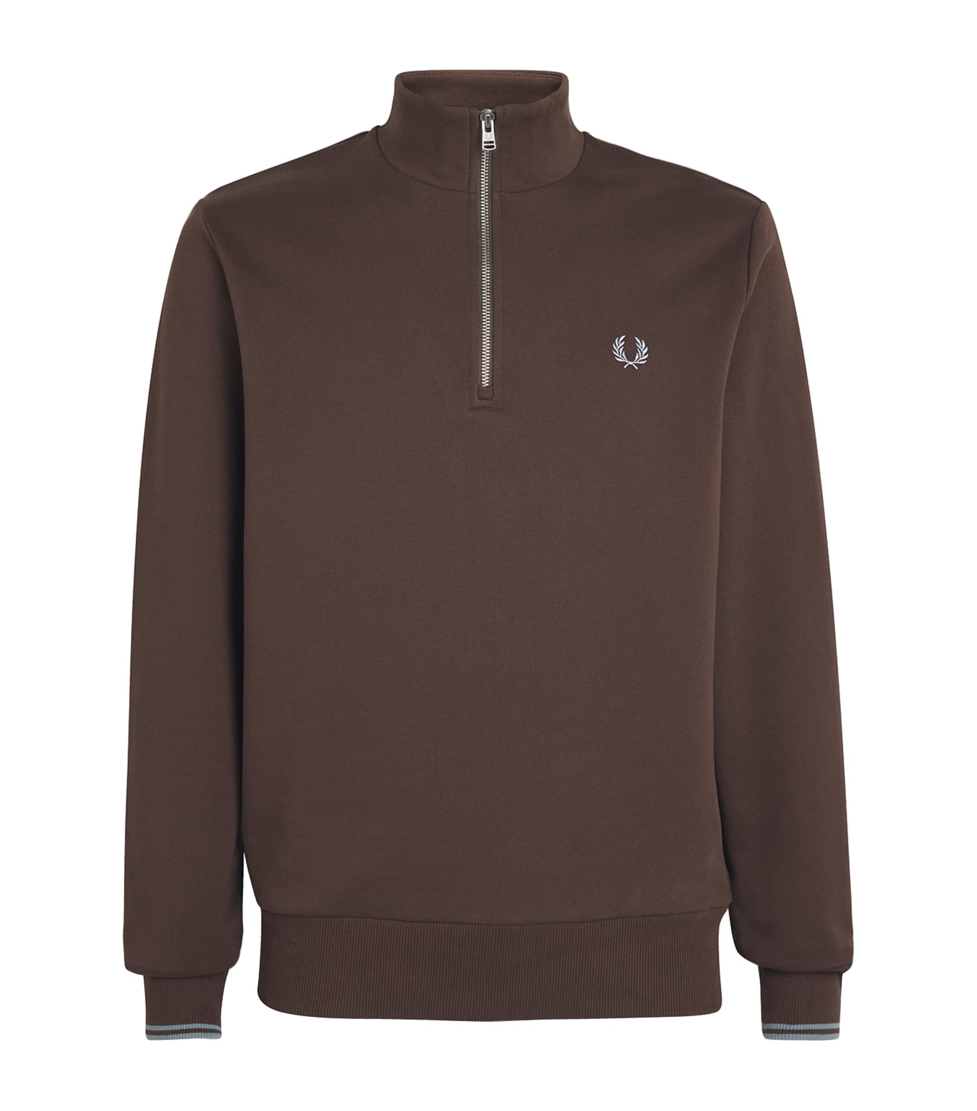 Fred Perry Brown Cotton Quarter-Zip Sweatshirt