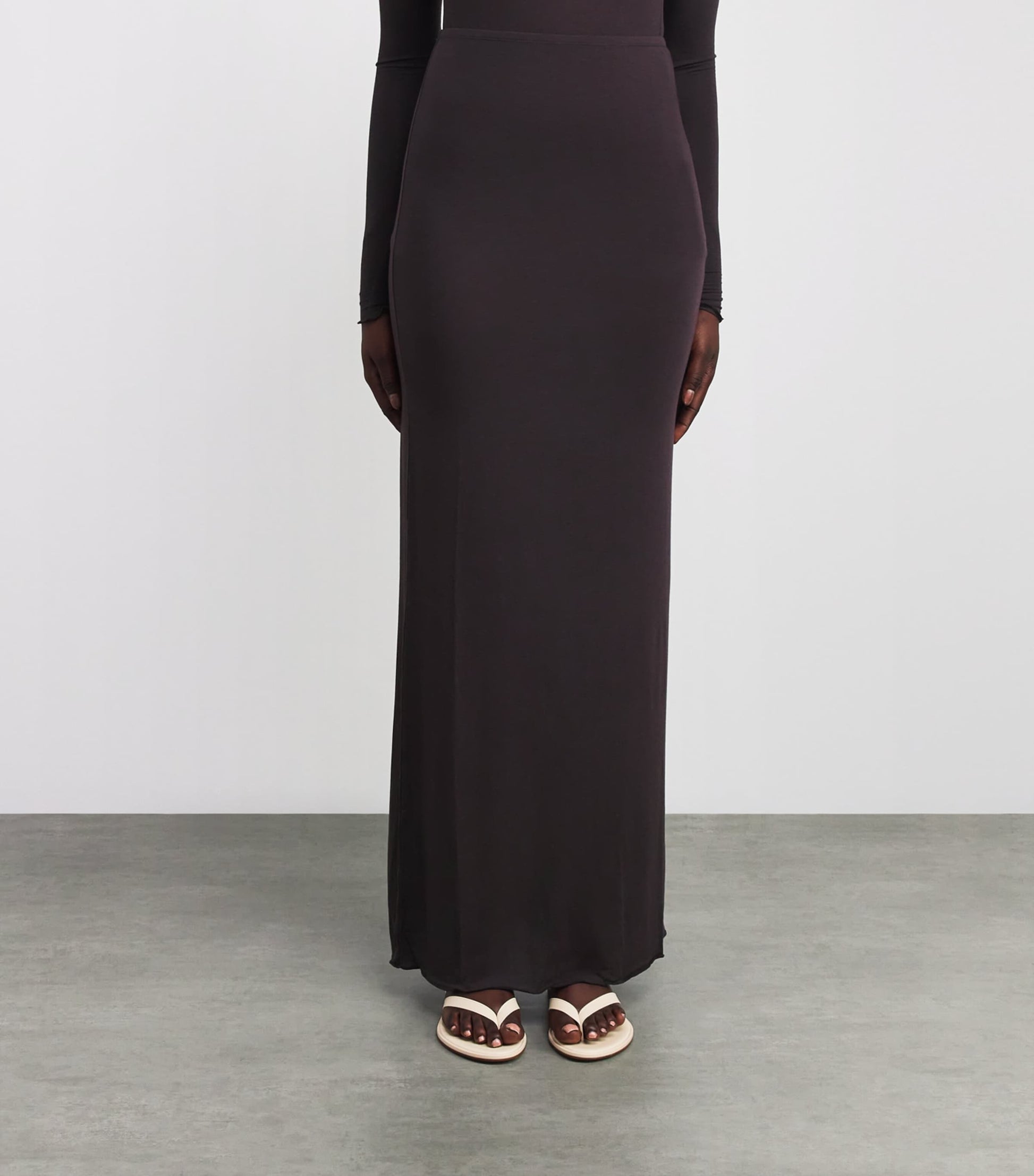 Skims Burgundy Sheer Modal Maxi Skirt