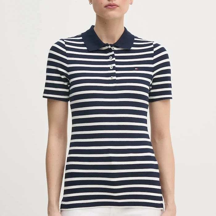 Tommy Hilfiger Тениска с яка дамска с памук
