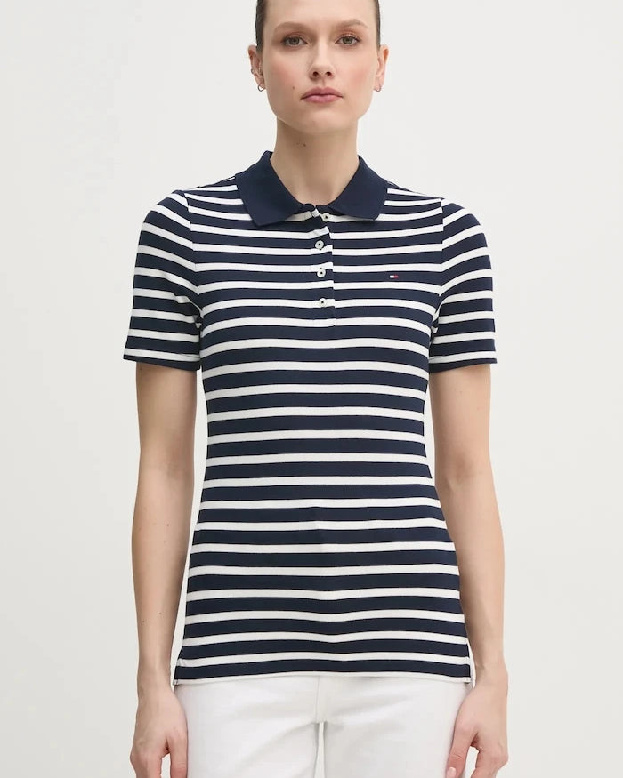 Tommy Hilfiger Yakalı Pamuklu Kadın Tişört