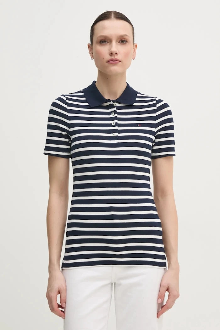 Tommy Hilfiger Тениска с яка дамска с памук
