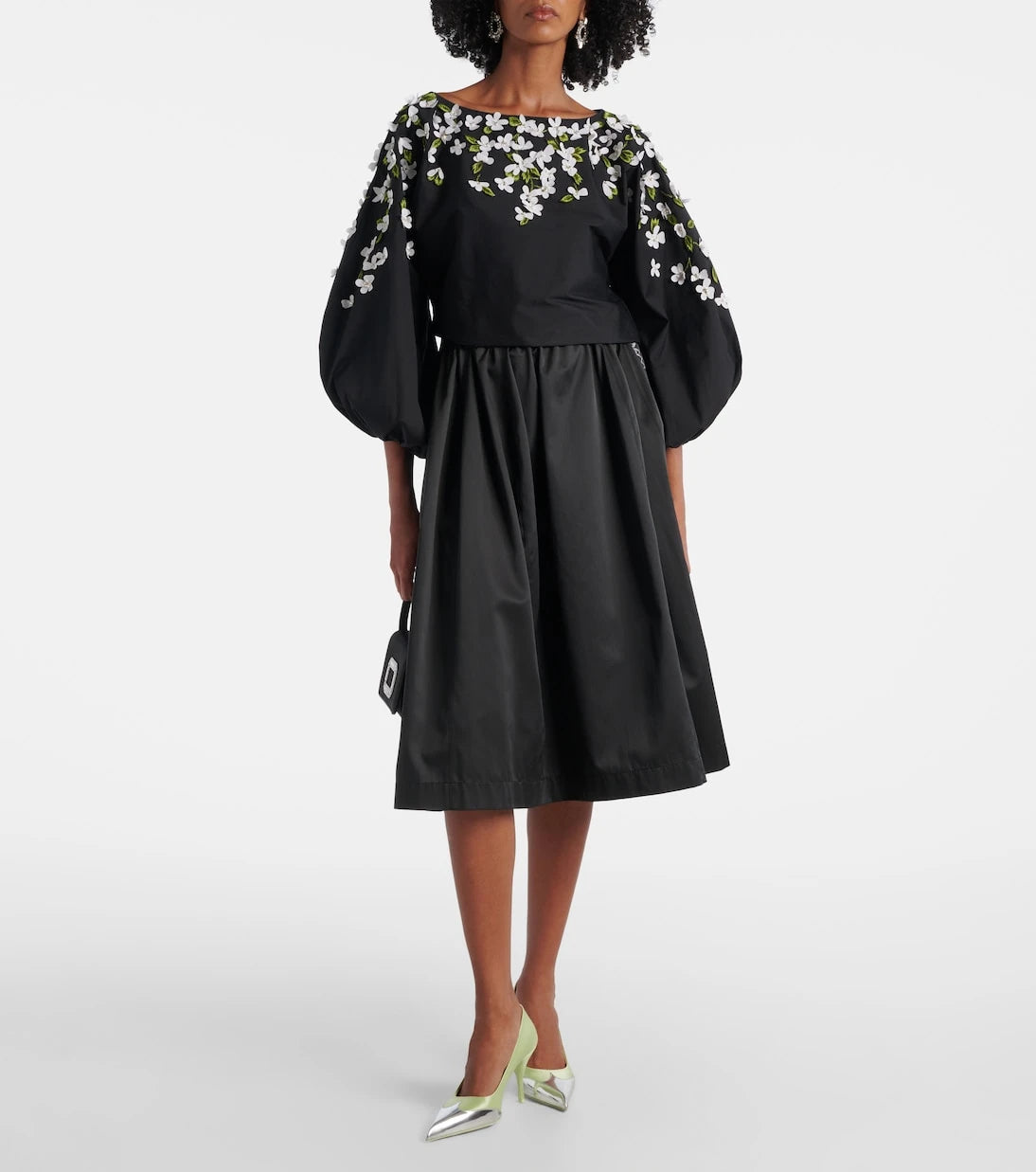 Carolina Herrera - Floral-appliqué cotton-blend top