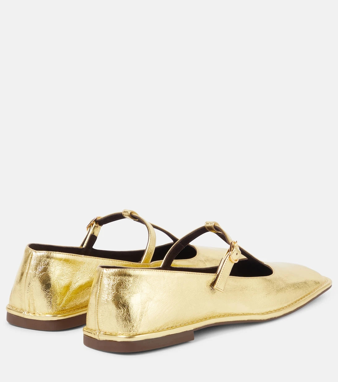 The Row - Square T-Strap leather Mary Jane flats