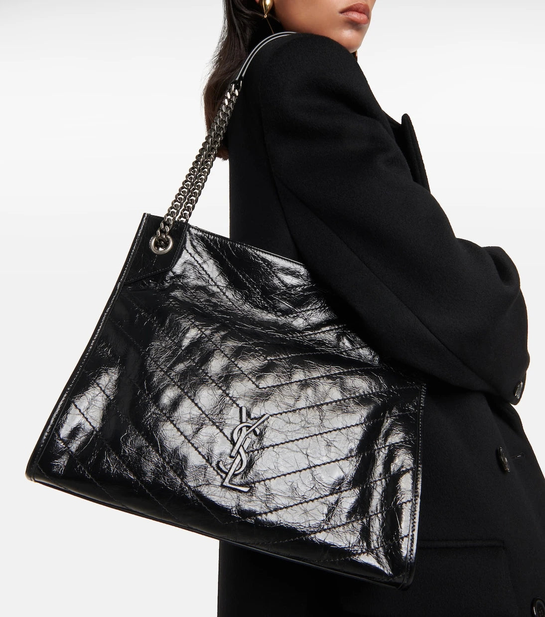 Saint Laurent - Niki crinkled leather shopper