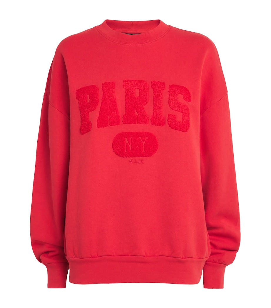 Red Cotton Paris Graphic Sweatshirt