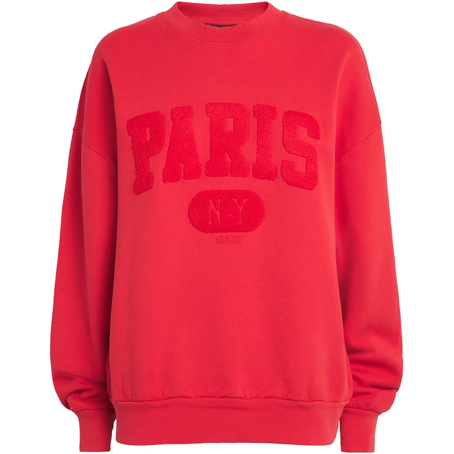 Red Cotton Paris Graphic Sweatshirt