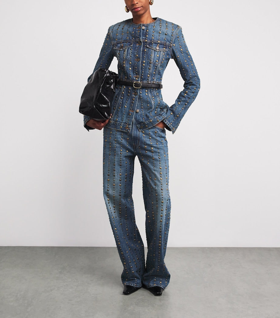 Haikure Blue Studded Temple Denim Jacket