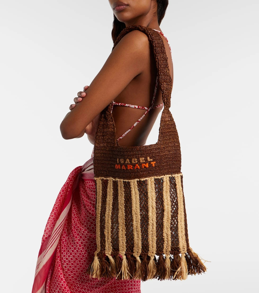 Isabel Marant - Praia striped raffia tote bag