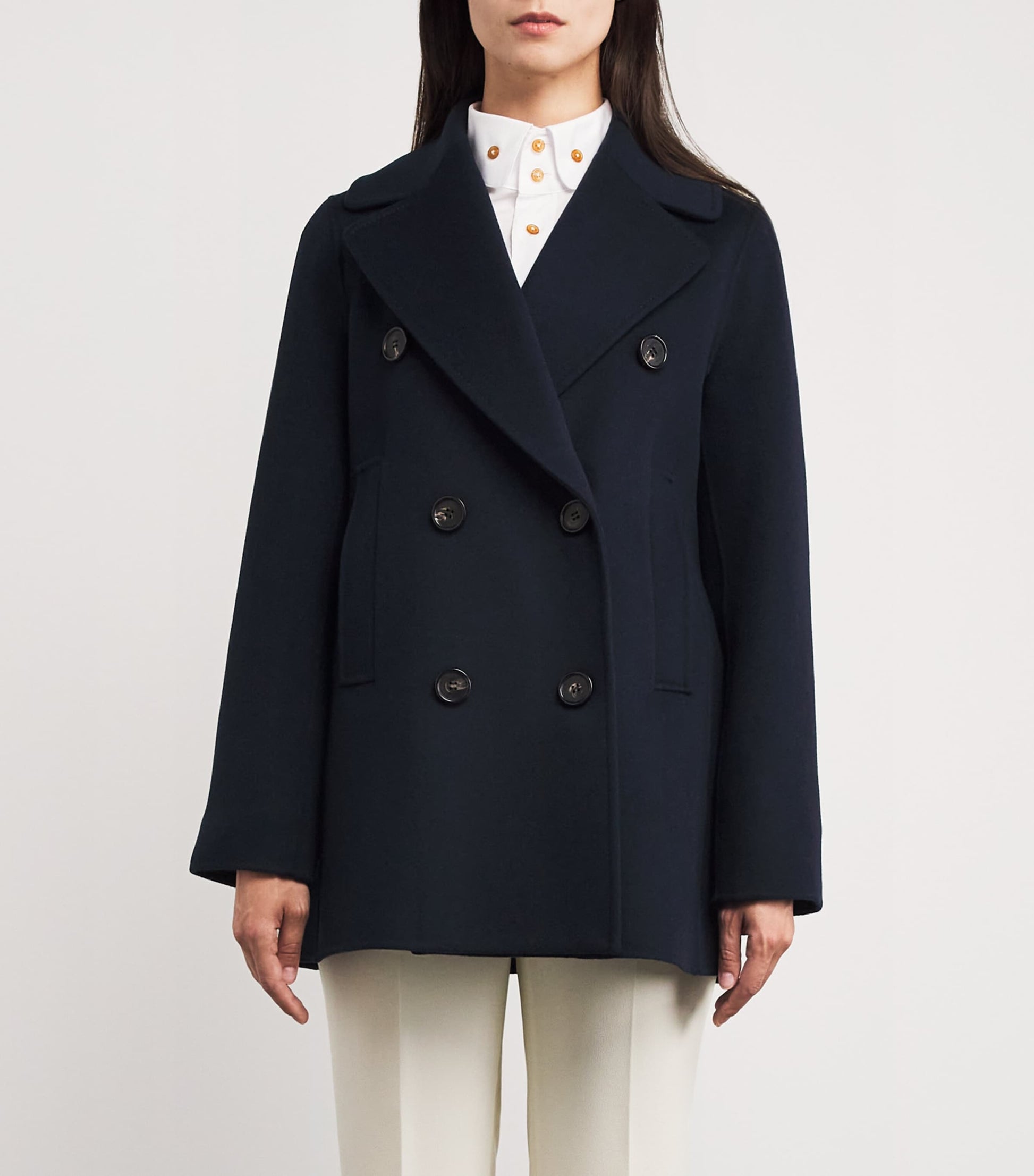 Max Mara Blue Wool Double-Breasted Coat