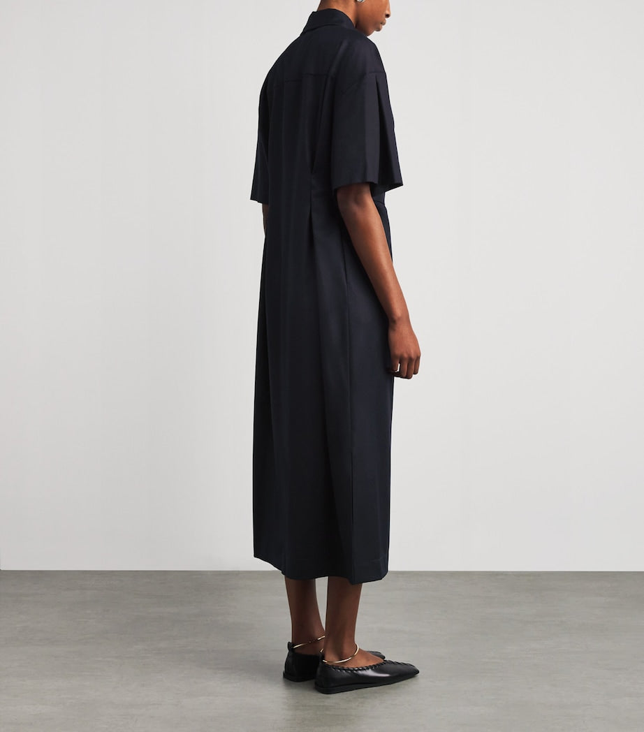 Wool Francesca Midi Shirt Dress 0350 - NAVY BLUE
