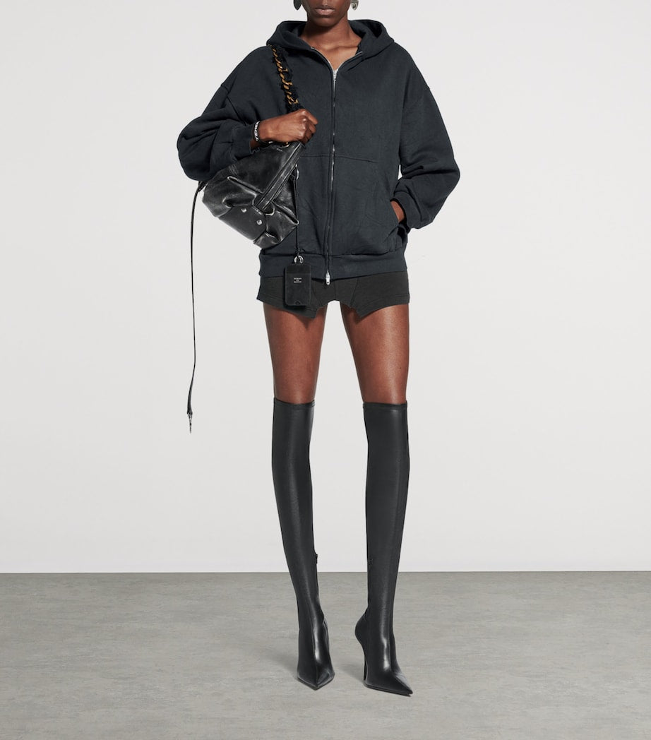 Grey Cotton Zip-Up Hoodie