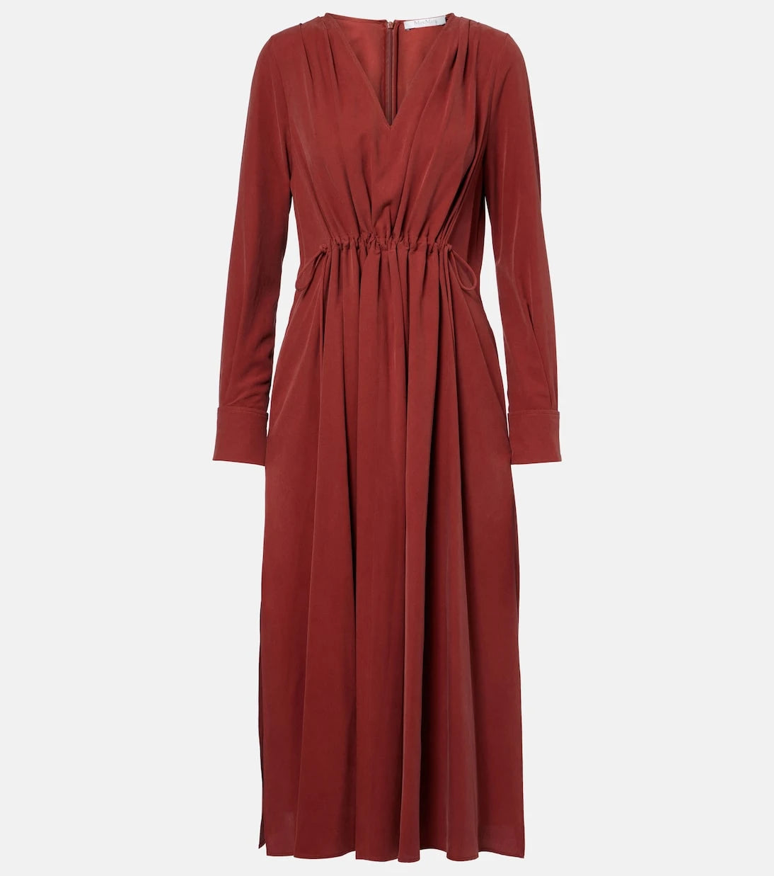 Max Mara - Full gathered silk canvas midi dress