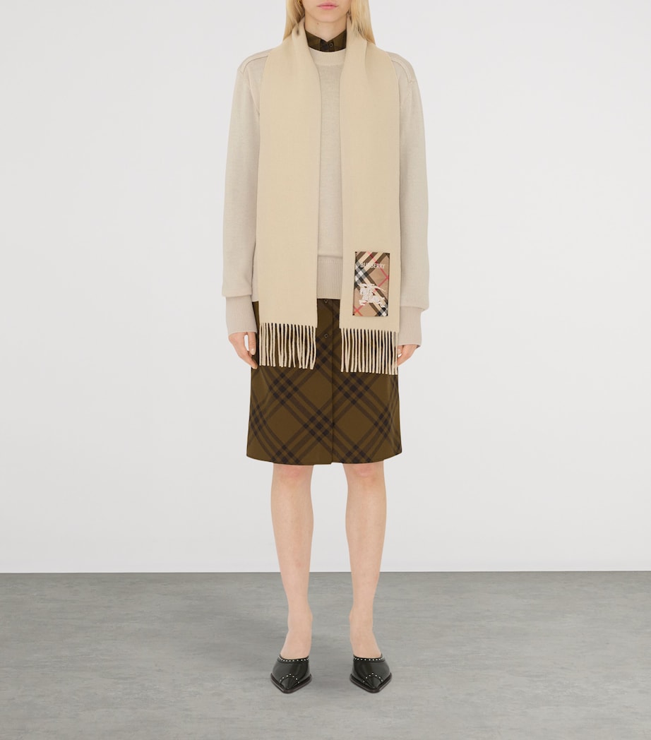 Burberry Beige Cashmere Check Patch Scarf