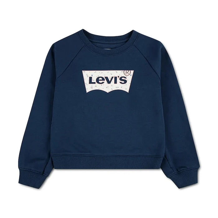 Levi's çocuk pamuklu FLORAL BATWING CREW sweatshirt