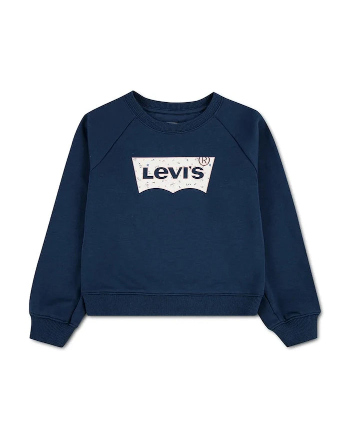 Levi's çocuk pamuklu FLORAL BATWING CREW sweatshirt