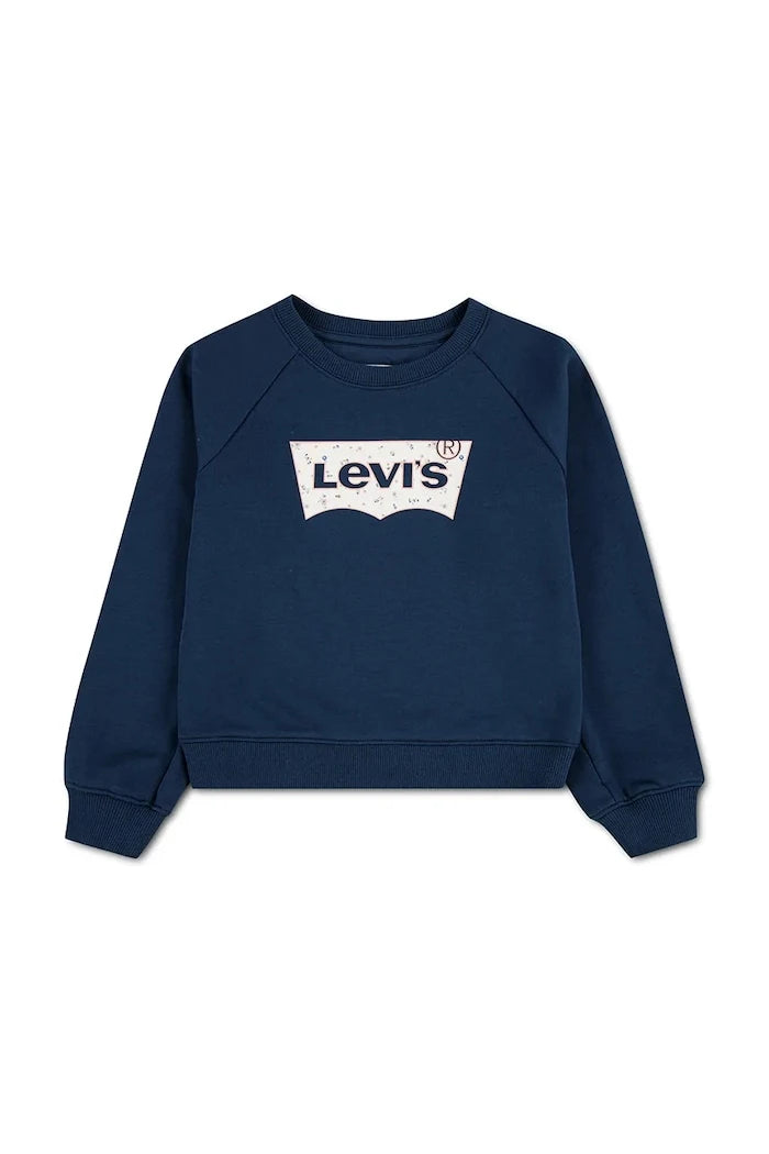 Levi's çocuk pamuklu FLORAL BATWING CREW sweatshirt