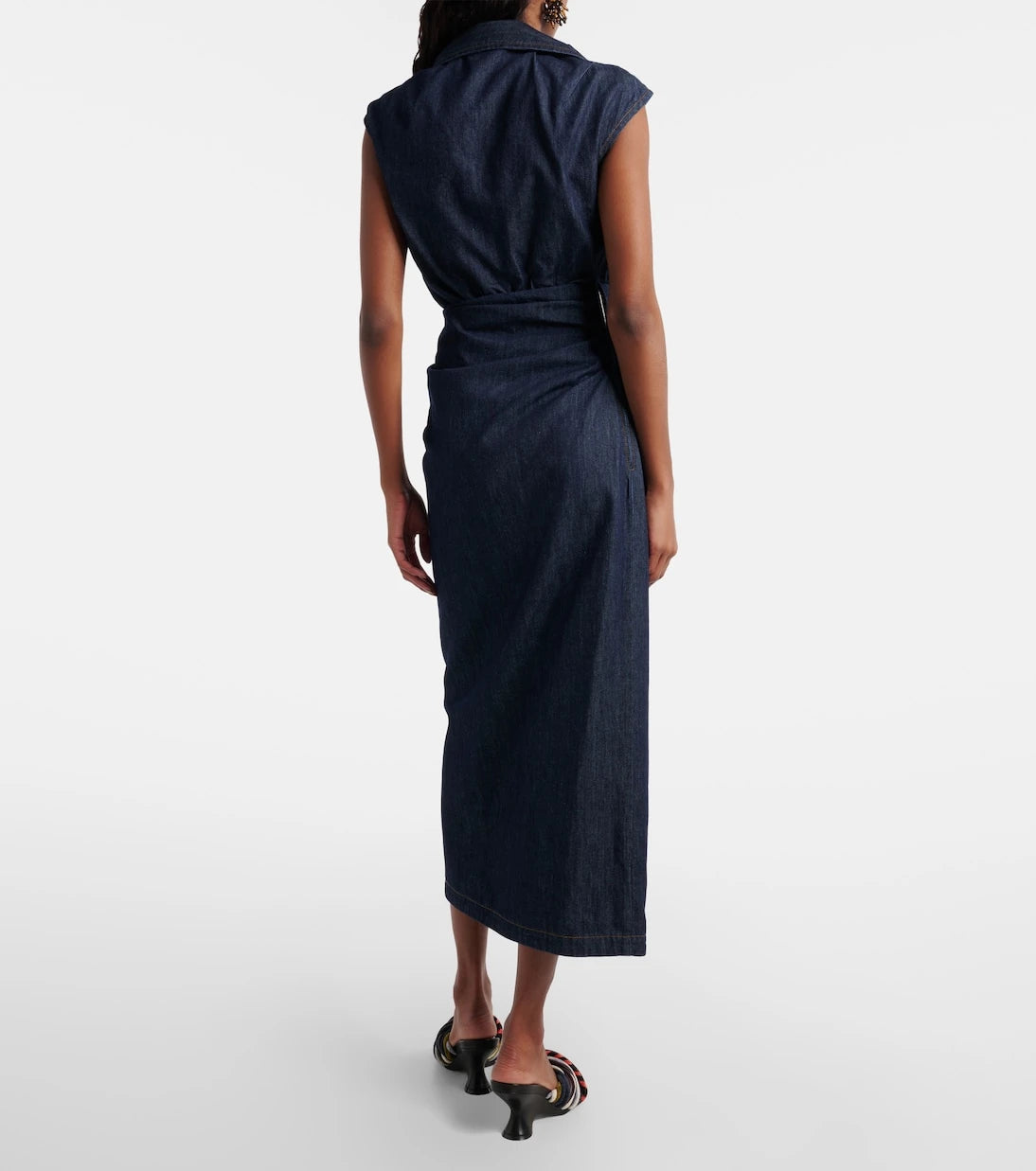 Dries Van Noten - Ruffled denim midi dress