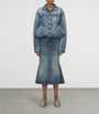 McQueen Blue Denim Kickback Midi Skirt