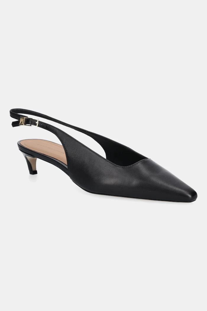 Кожени обувки с тънък ток Tommy Hilfiger SQUARED TOE KITTEN SLINGBACK