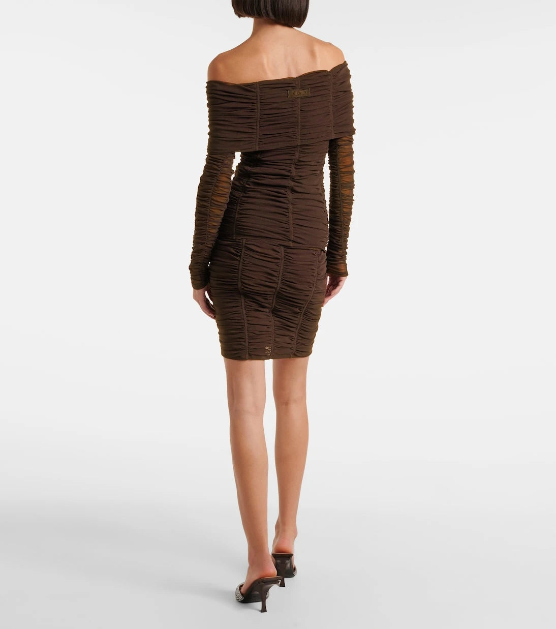 The Attico - Ruched off-shoulder jersey top